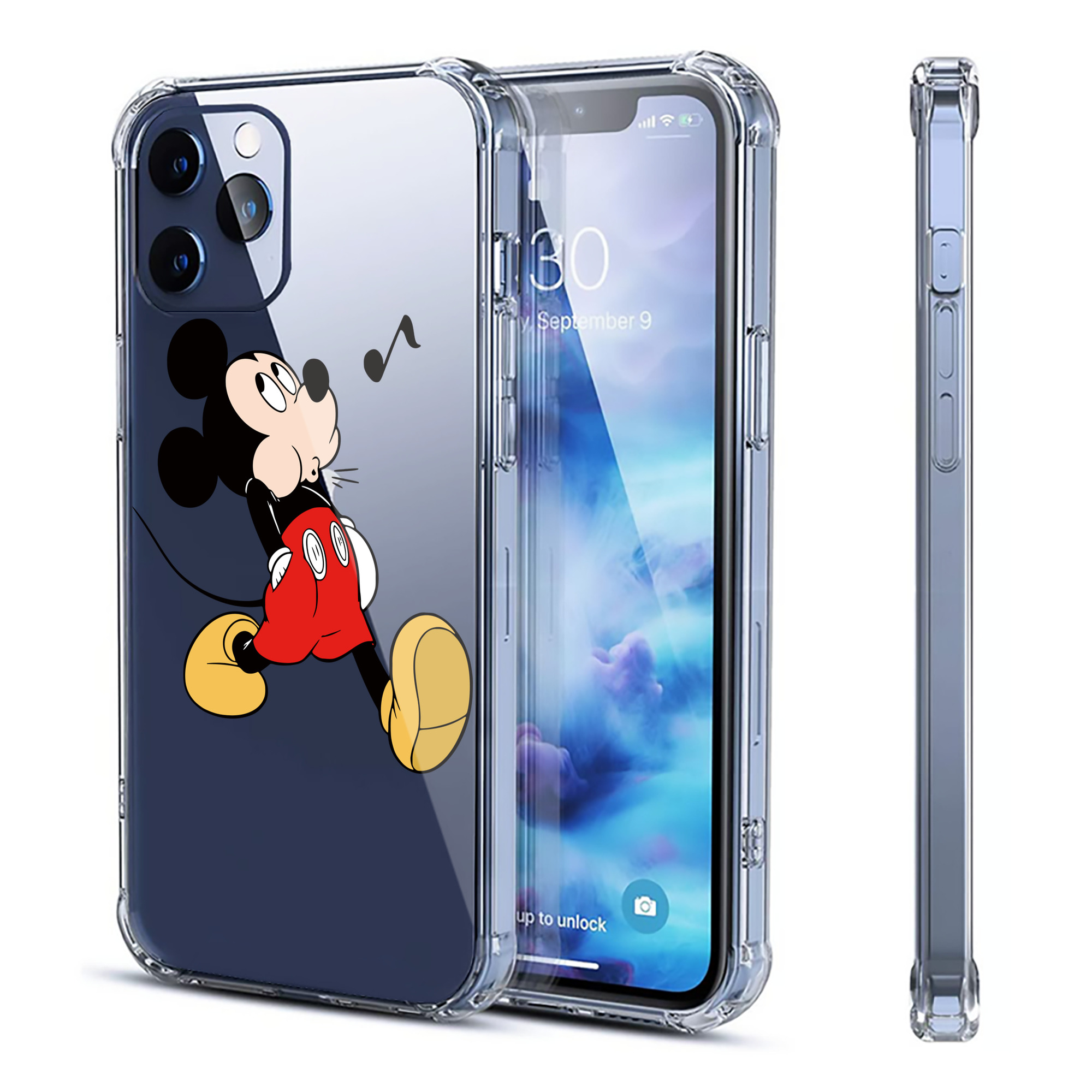 （画像用） ミッキーマウス Mickey Mouse 【iPhone 12シリーズ対応】透明スマホケース（クリアソフトケース）